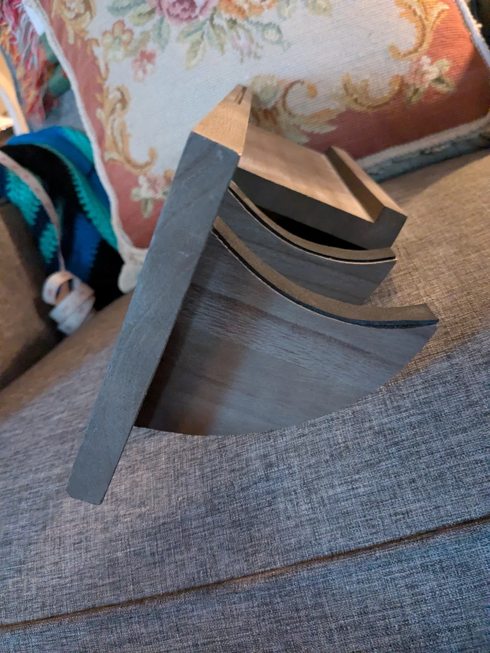 Rustic Gray Wooden Wall Hook Shelf with Three Metal Hooks